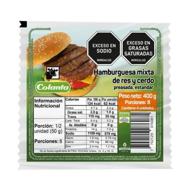CARNE HAMBURGUESA MIXTA X 400 GR