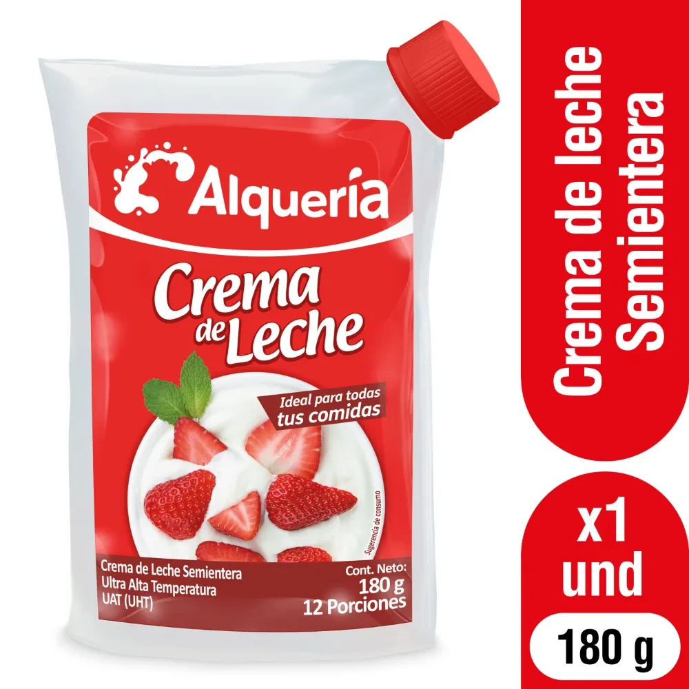 CREMA DE LECHE ALQUERIA BOLSA X 180 GR