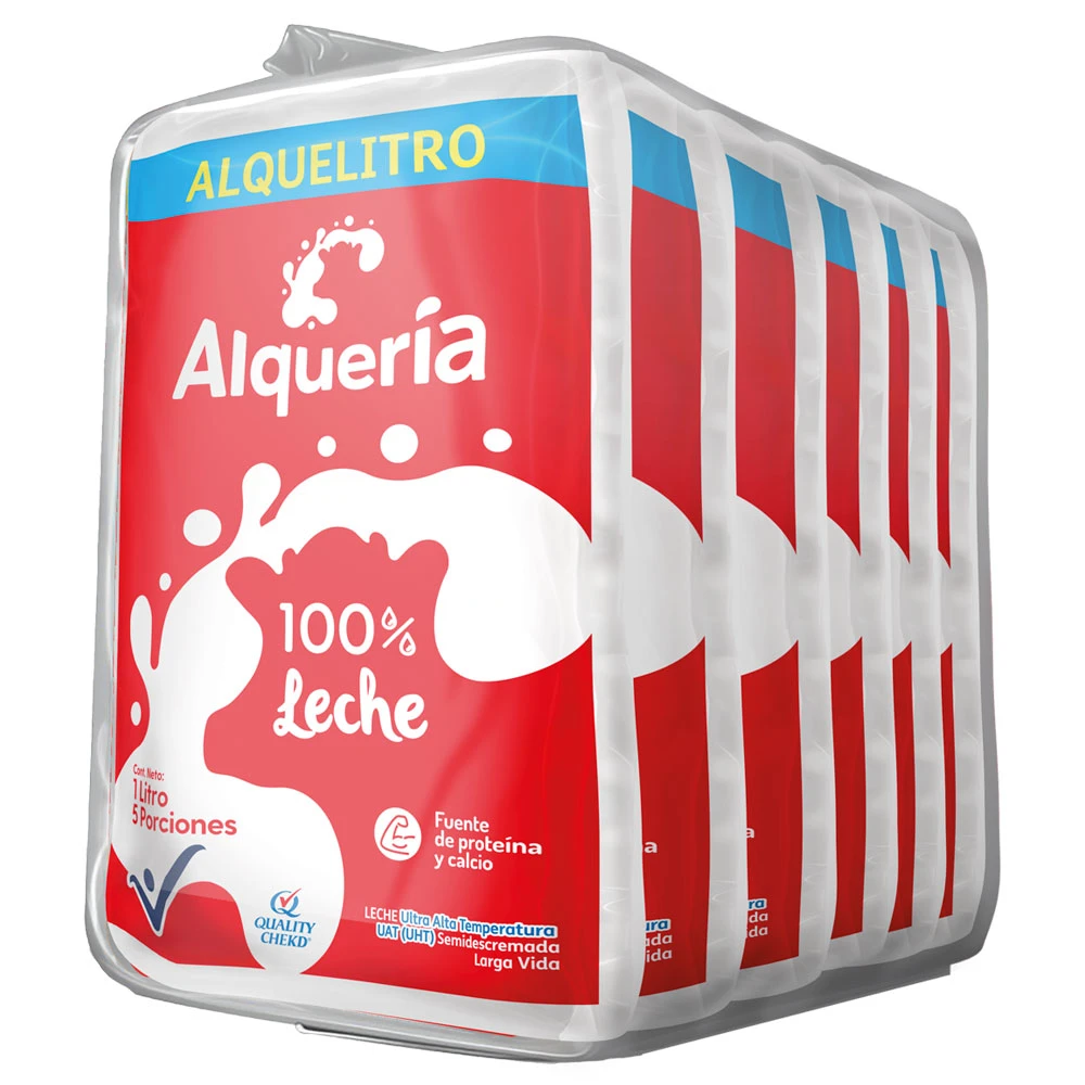 LECHE ALQUERIA ENTERA ALQUILITRO BOLSA X 1L X 6 UNDS (SIXPACK)