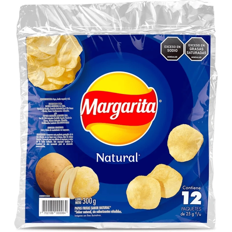 PAPAS MARGARITA FRITO LAY NATURAL X 300 GR X 12 UNDS