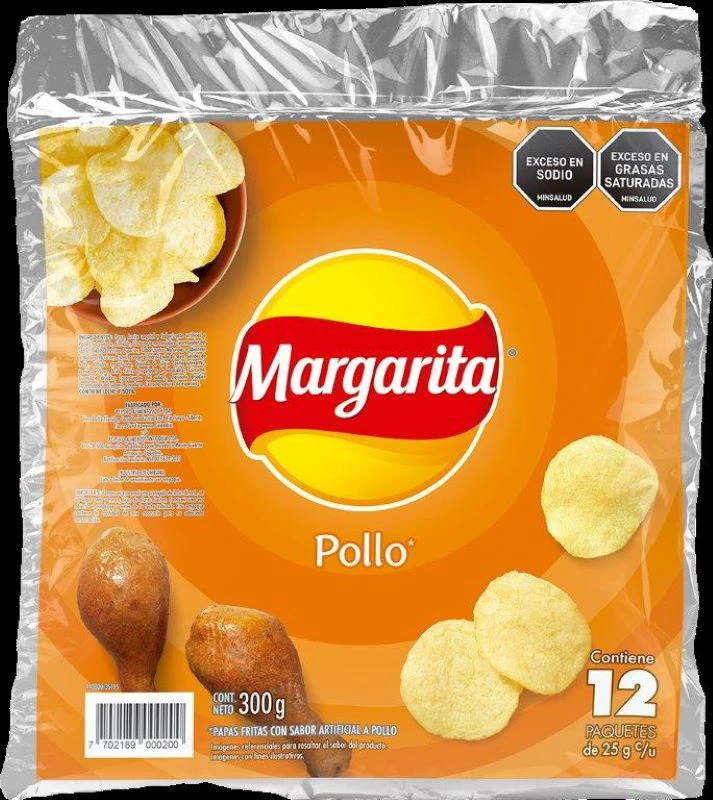 PAPAS MARGARITA FRITO LAY POLLO X 300 GR X 12 UNDS