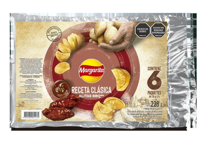 PAPAS MARGARITA FRITO LAY CLASICAS A/BBQ 6 X 228 GR