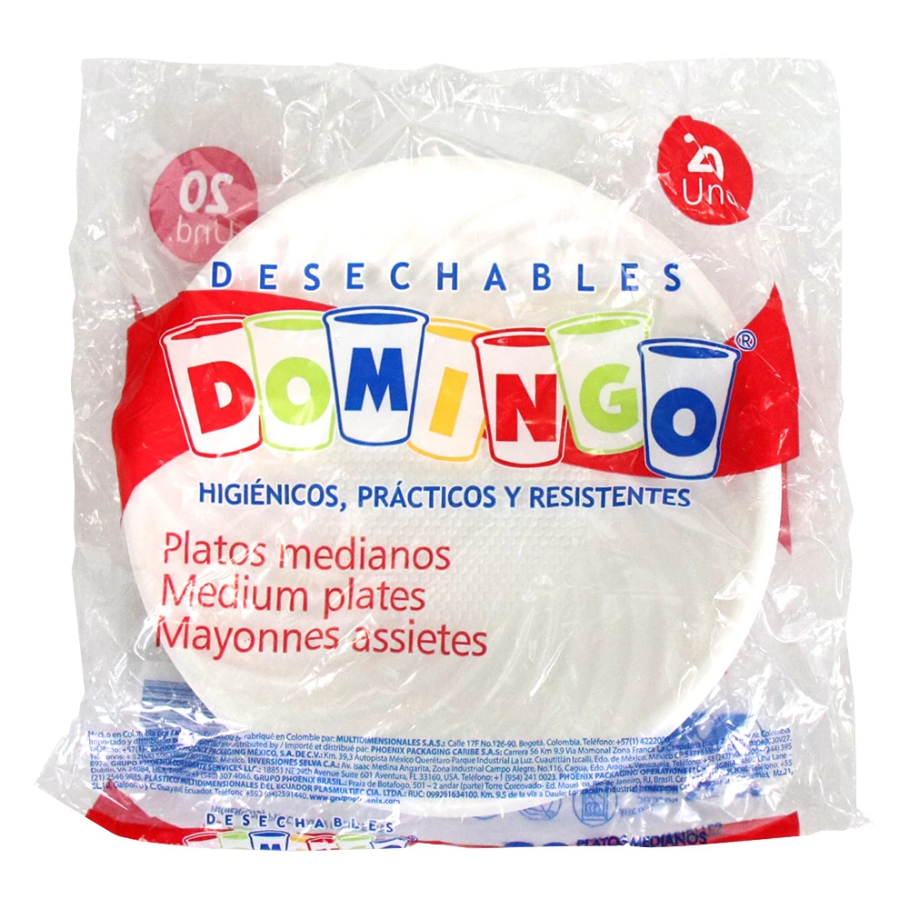 PLATO DOMINGO MNO X 20 UNDS