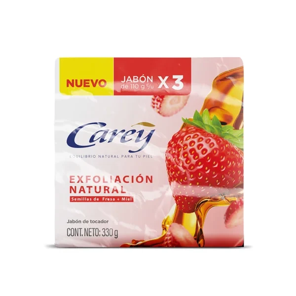 JABON DE BAÑO CAREY EXFOLIACION NATURAL X 110G X 3 UNDS