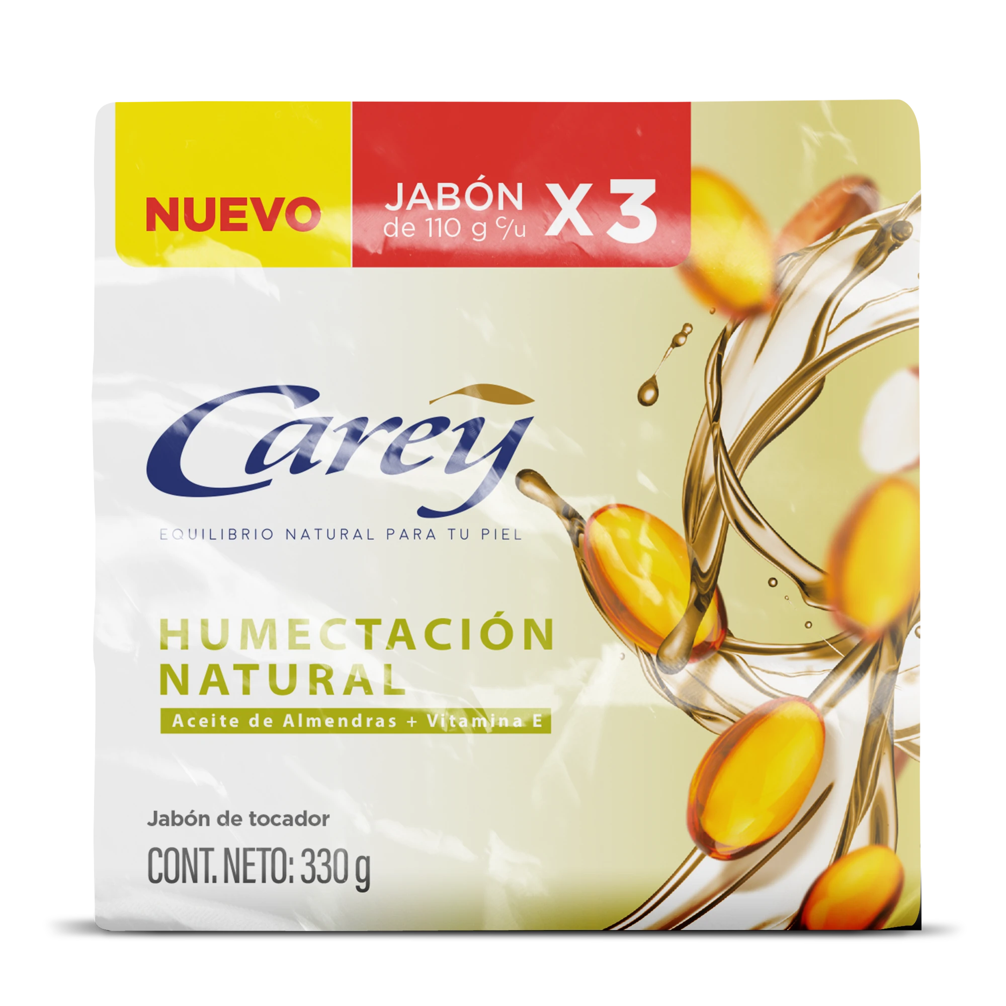 JABON DE BAÑO CAREY HUMECTACION NATURAL X 110G X 3 UNDS