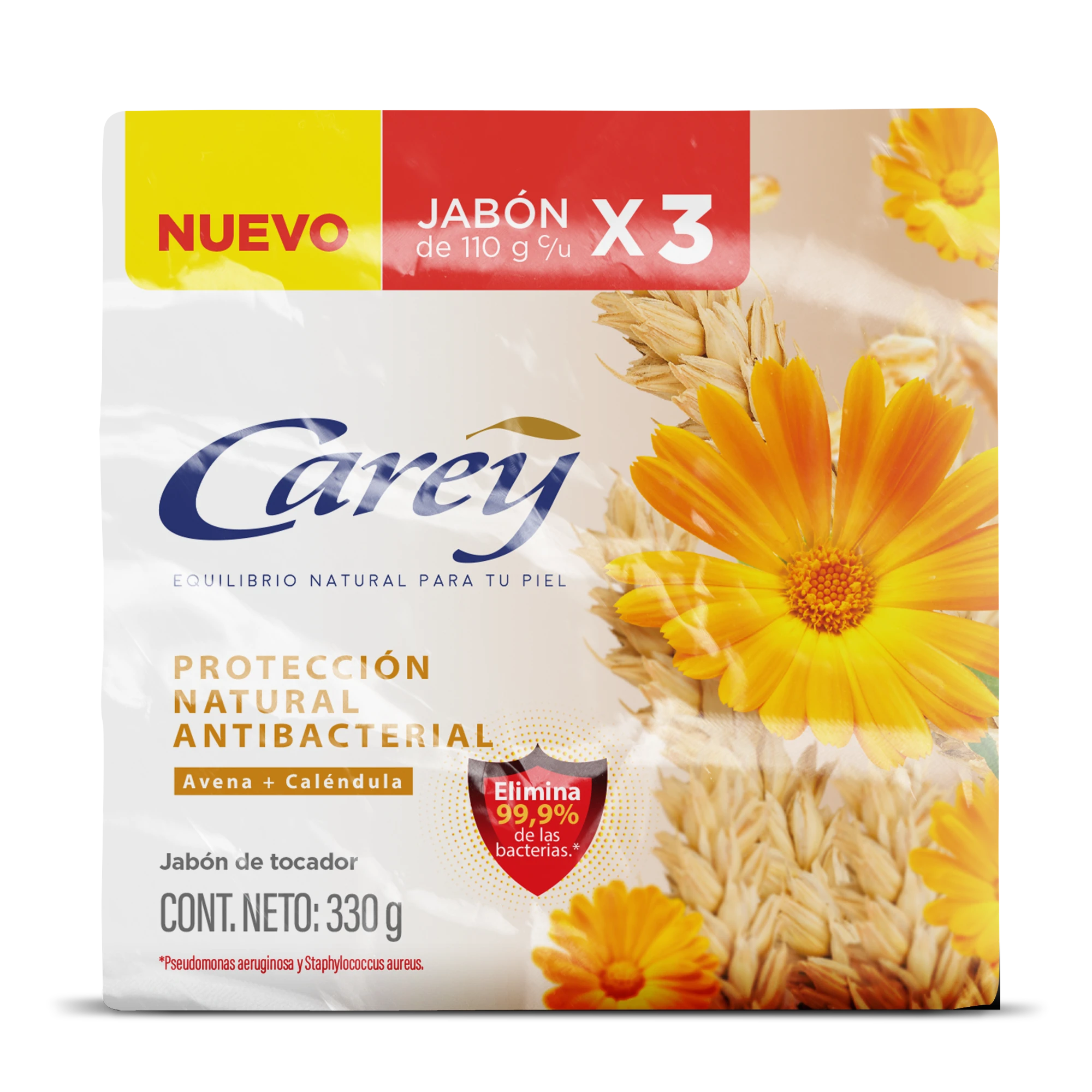JABON DE BAÑO CAREY PROTECION NATURAL X 110G X 3 UNDS