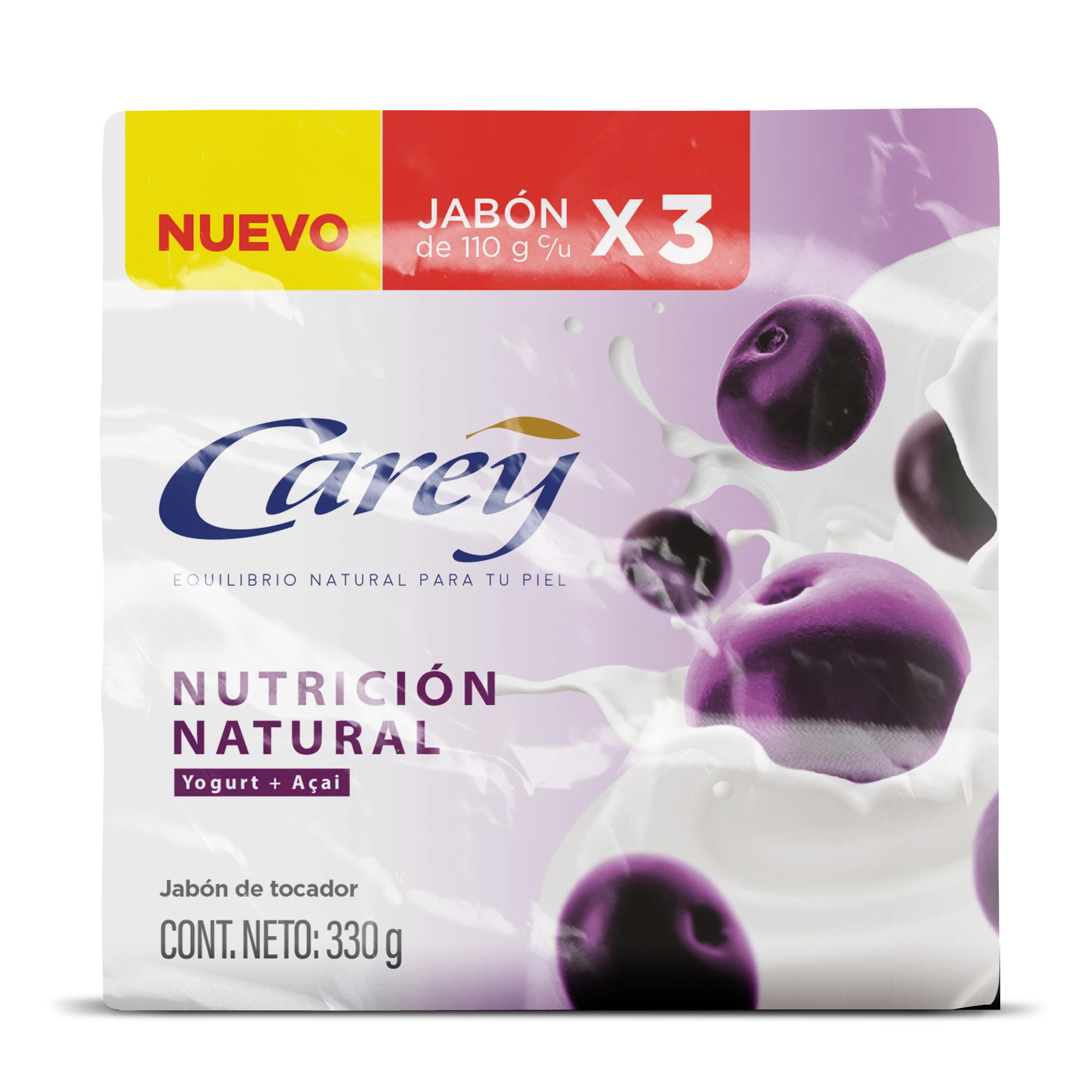 JABON DE BAÑO CAREY NUTRICION NATURAL X 110G X 3 UNDS