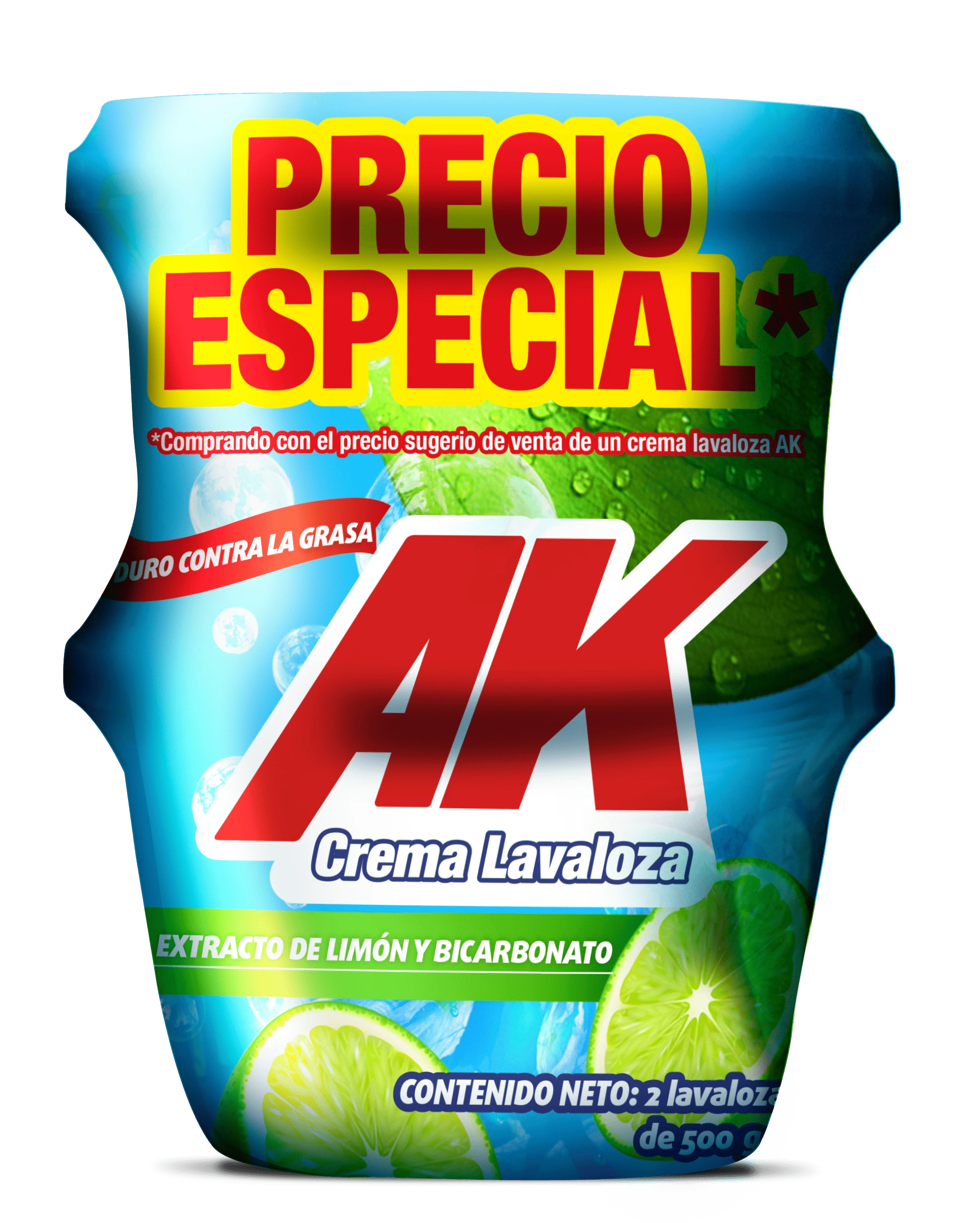 LAVA PLATOS AK LIMON - BICARBONATO X 500 GR X 2 UNDS