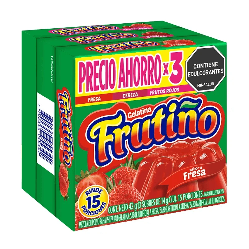 GELATINA FRUTIÑO FRT ROJOS/FRESA/FRE-SAN X 120 GR X 3 UNDS