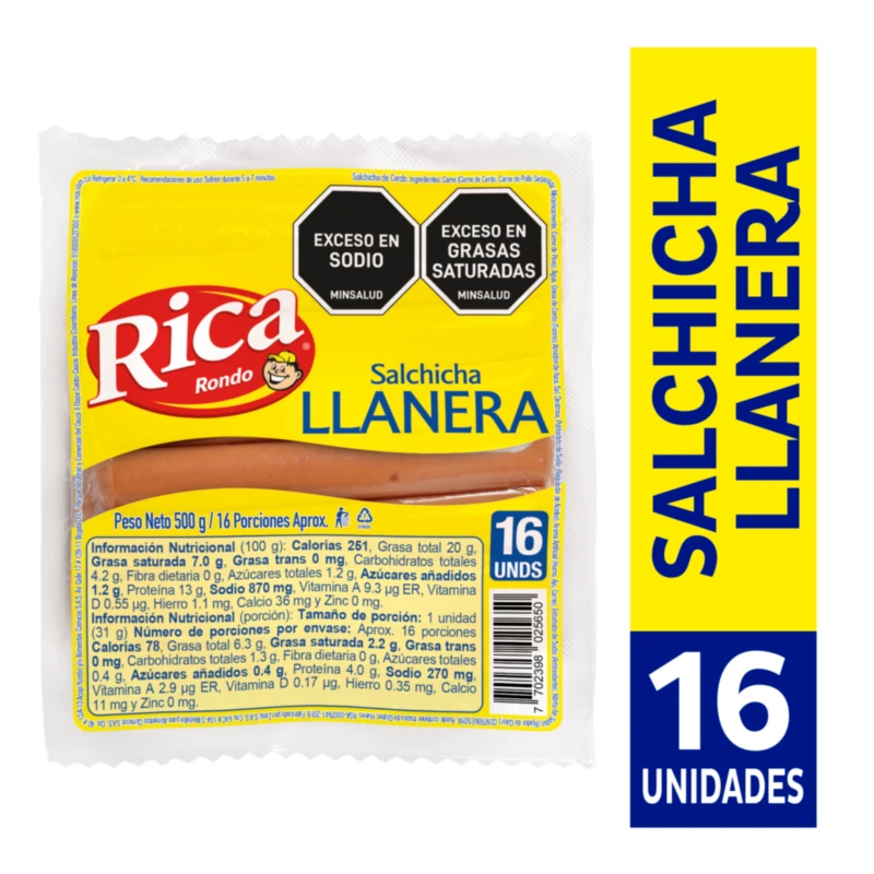 SALCHICHA LLANERA RICA X 500 GR