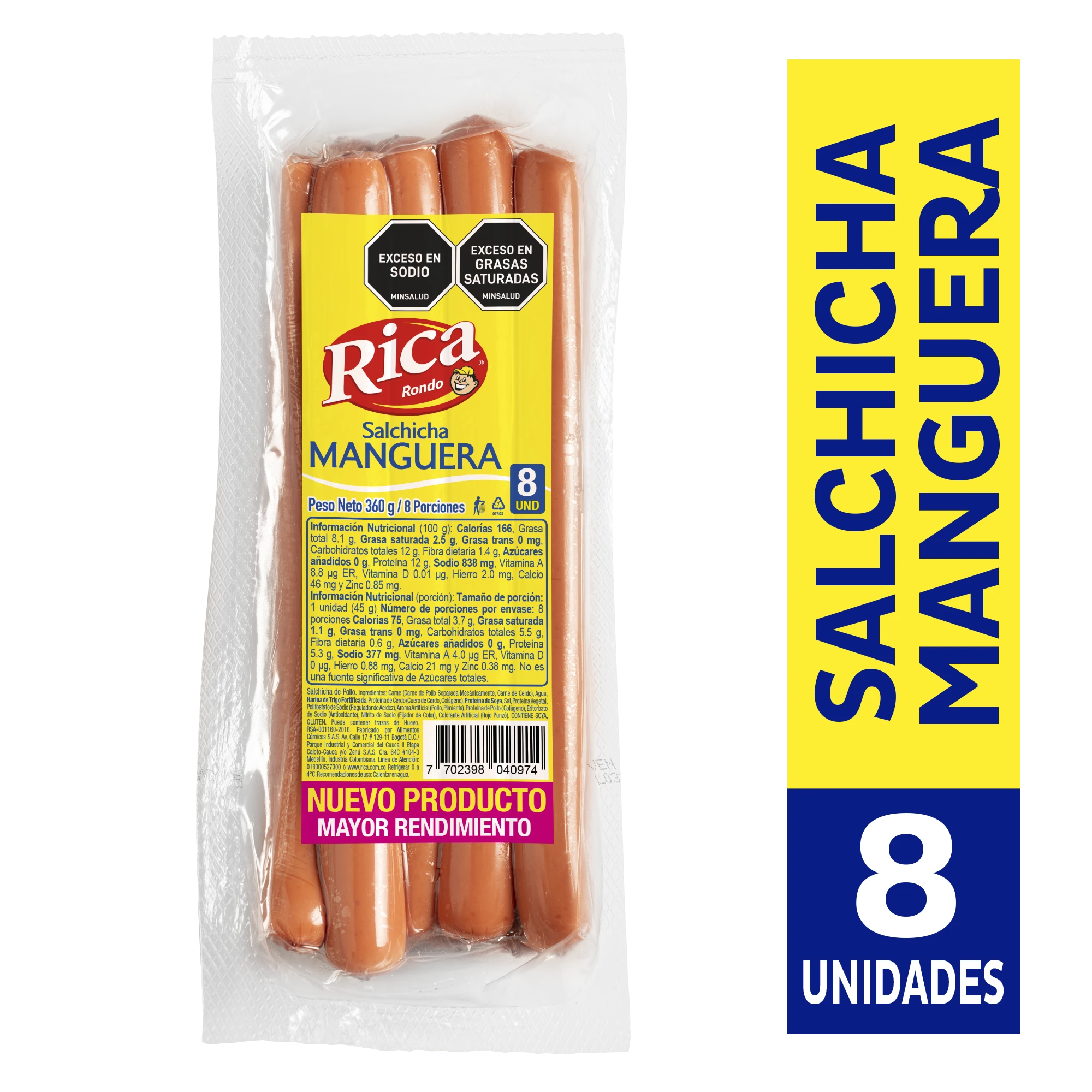 SALCHICHA MANGUERA RICA X 8 UNDS