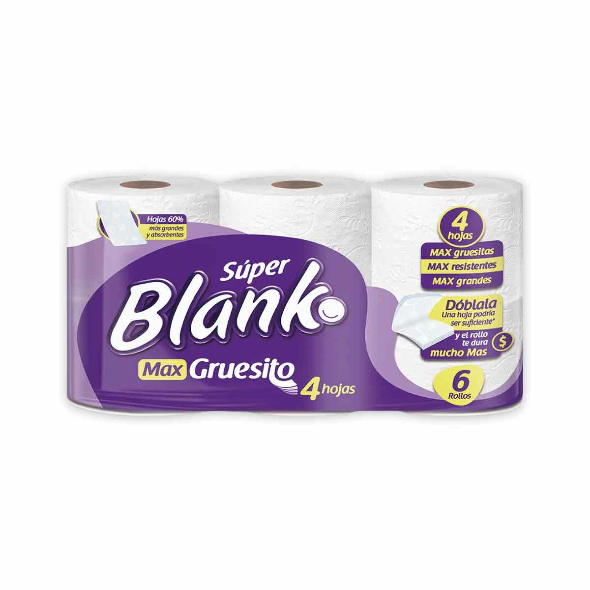 PAPEL HIGIENICO SUPER BLANKO MAX GRUESITO X 6 UNDS