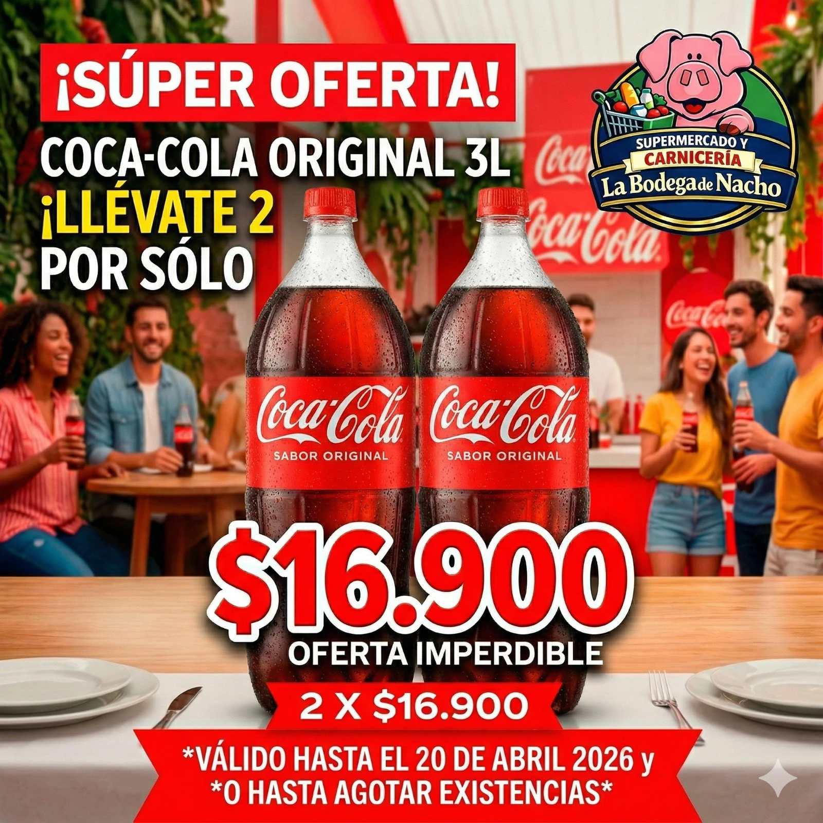 COCA COLA X 3 LT X 2 UNDS