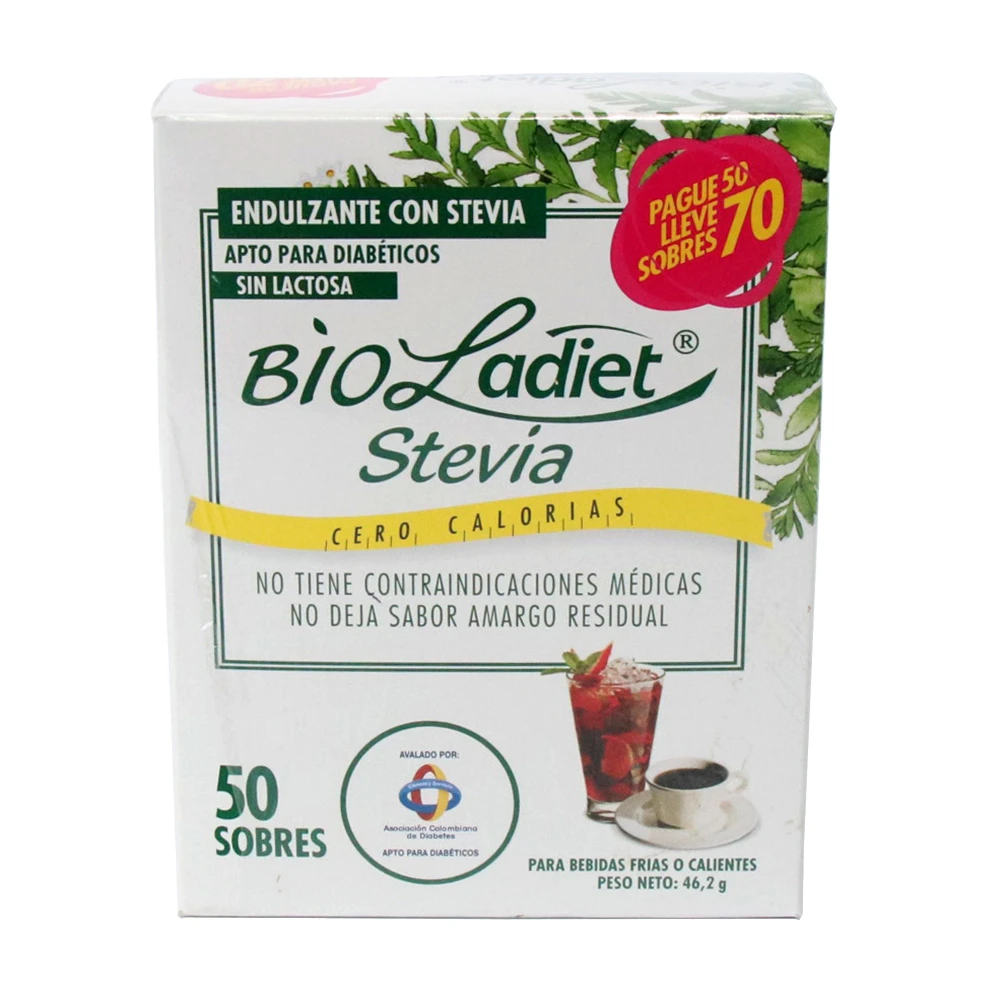 ENDULZANTE BIOLADIET STEVIA CAJA X 50 UNDS