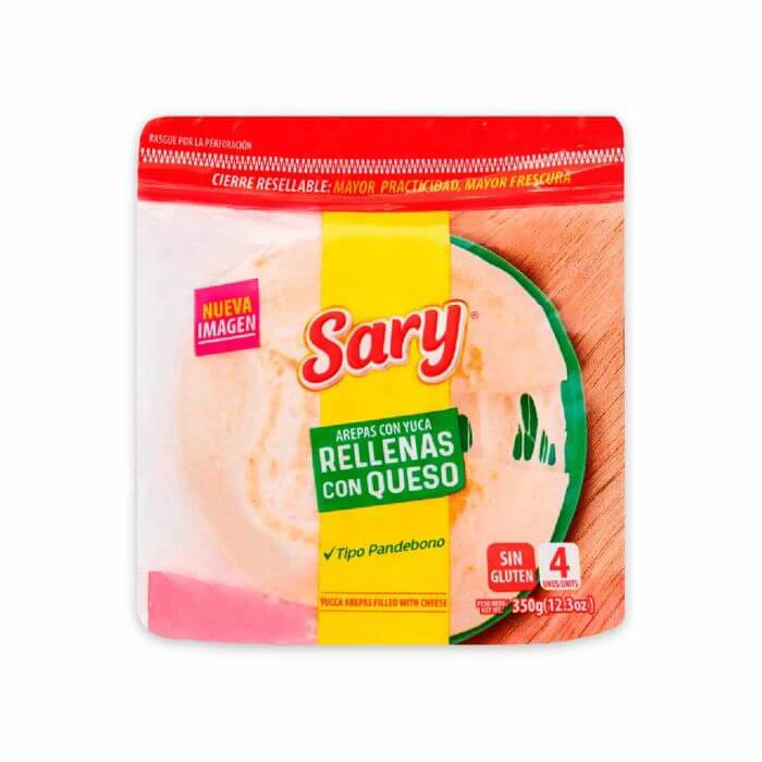 AREPAS SARY YUCA RELLENA DE QUESO X 350 GR