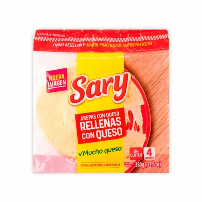 AREPAS SARY RELLENA DE QUESO X 4 UNDS X 380 GR