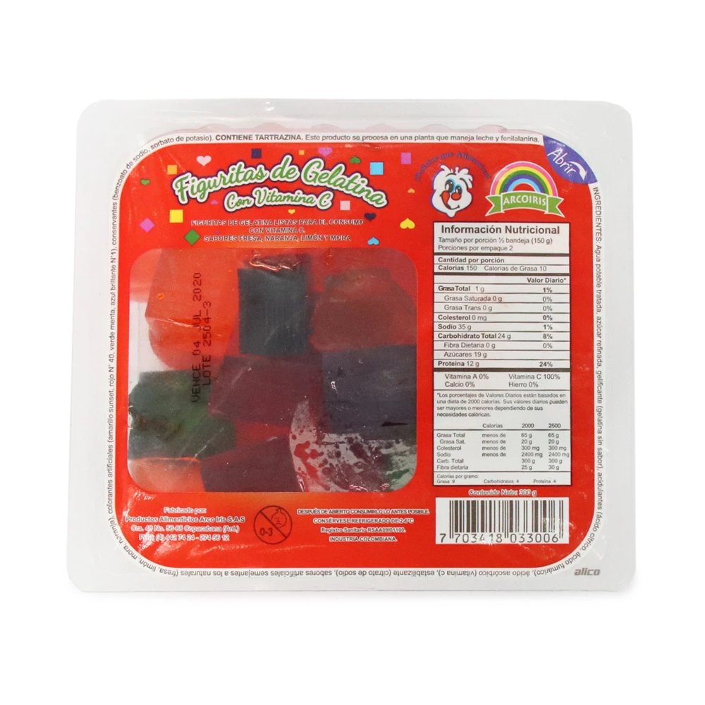 GELATINA ARCO IRIS CUADRITOS X 300 GR