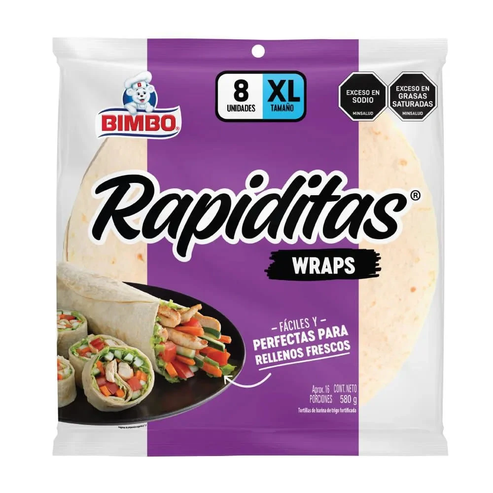 TORTILLA BIMBO WRAPS XL X 8 UNDS