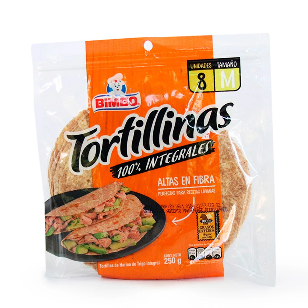 TORTILLA BIMBO INTEGRAL X 8 UNDS