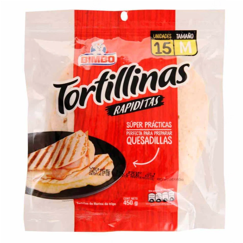 TORTILLA BIMBO BLANCA TALLA M X 15 UNDS