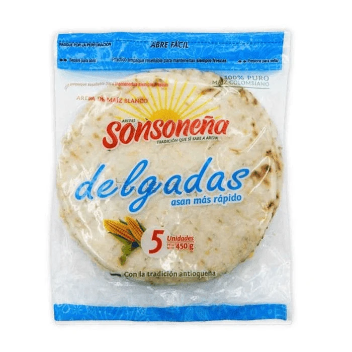AREPAS SONSONEÑAS DELGADAS X 5 UNDS