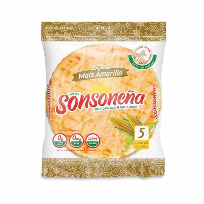 AREPAS SONSONEÑAS AMARILLAS X 5 UNDS