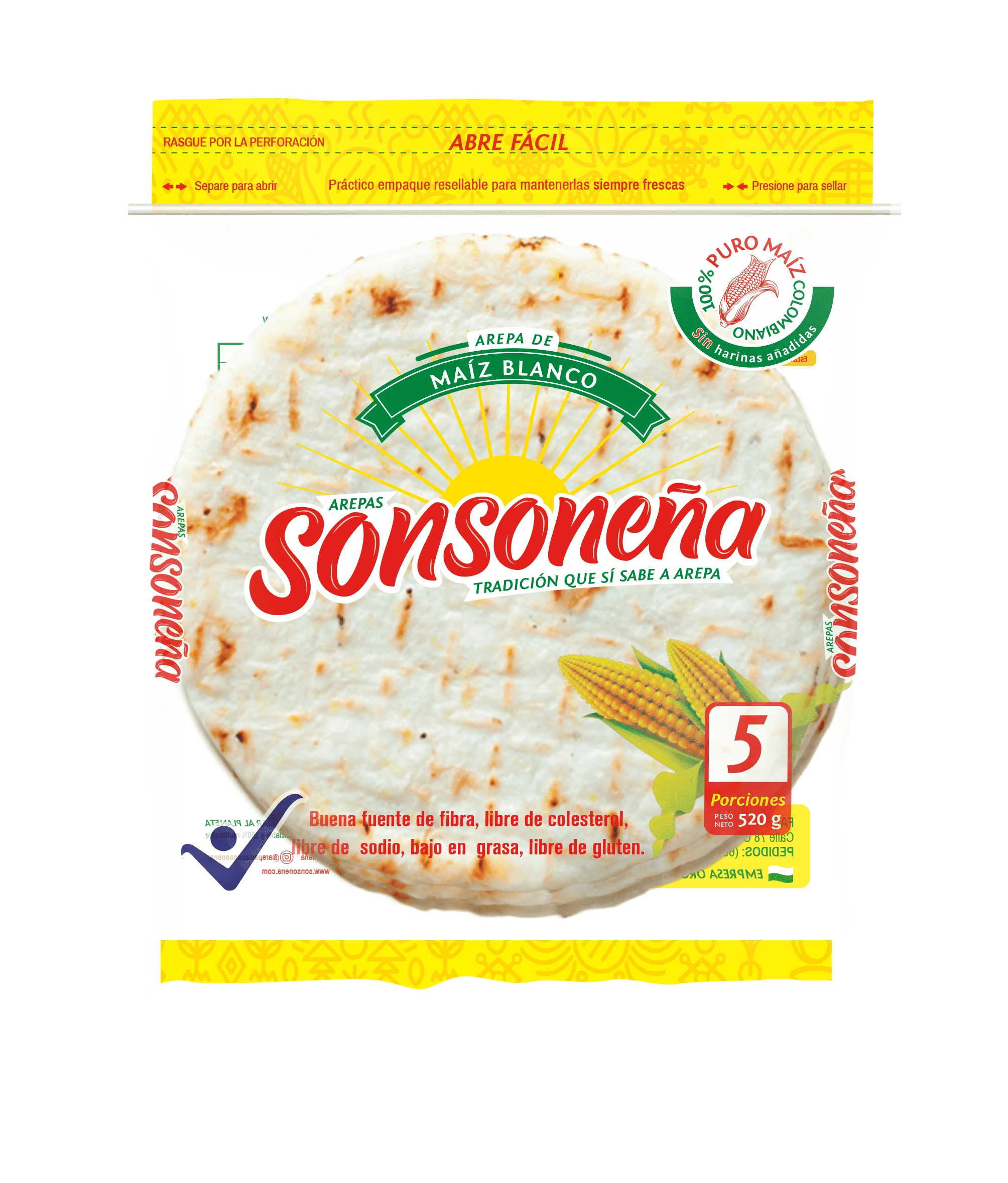 AREPAS SONSONEÑAS T BLANCA X 5 UNDS