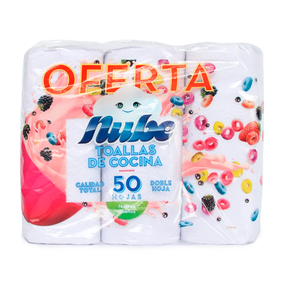 TOALLA COCINA NUBE 50H 3UN X 3 UNDS