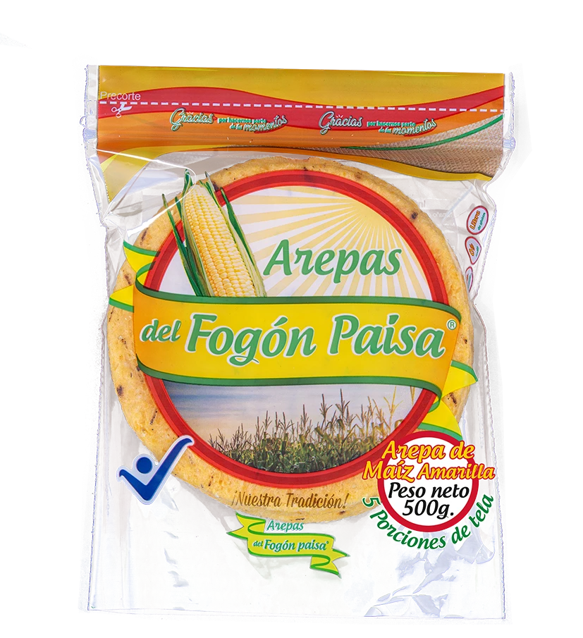 AREPA FOGON TELA AMARILLA X 5 UNDS