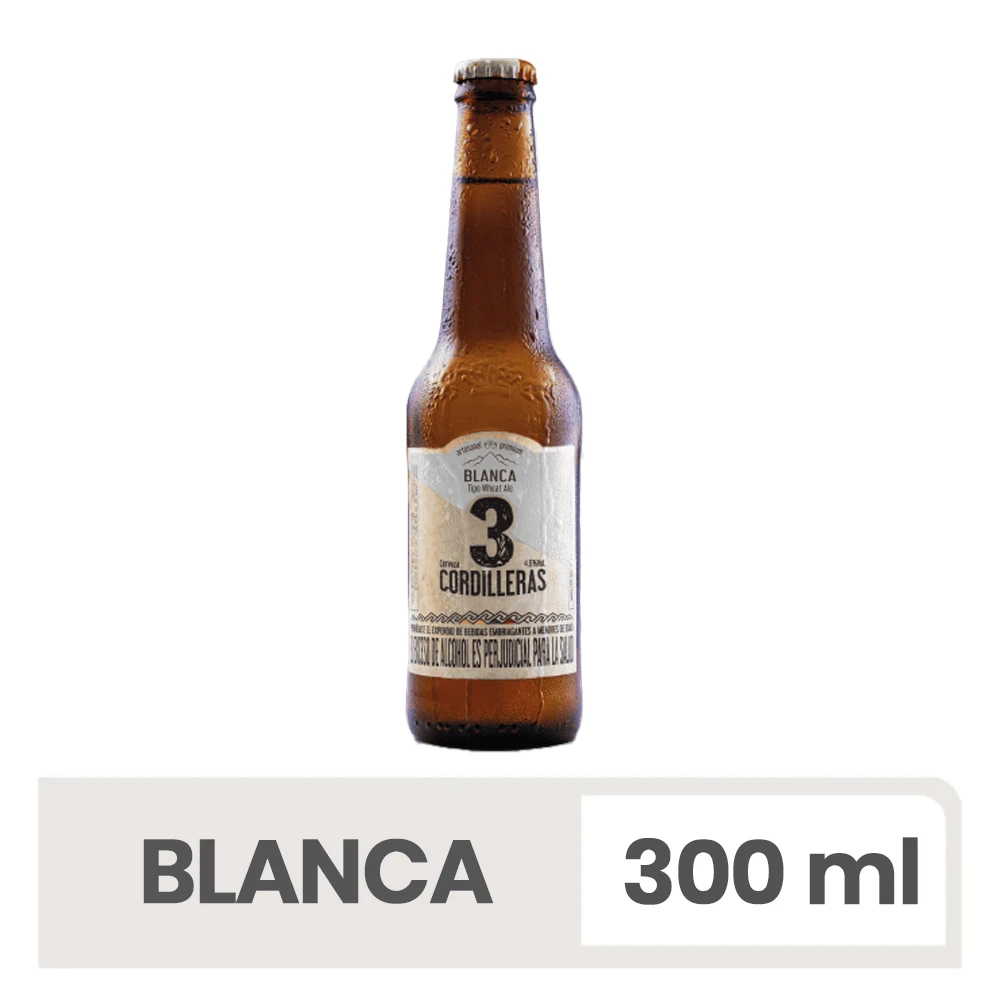 CERVEZA 3 CORDILLERAS BLANCA BOTELLA X 300 ML