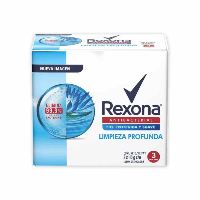 JABON DE BAÑO REXONA LIMPI PROFUNDA X 110 GR X 3 UNDS