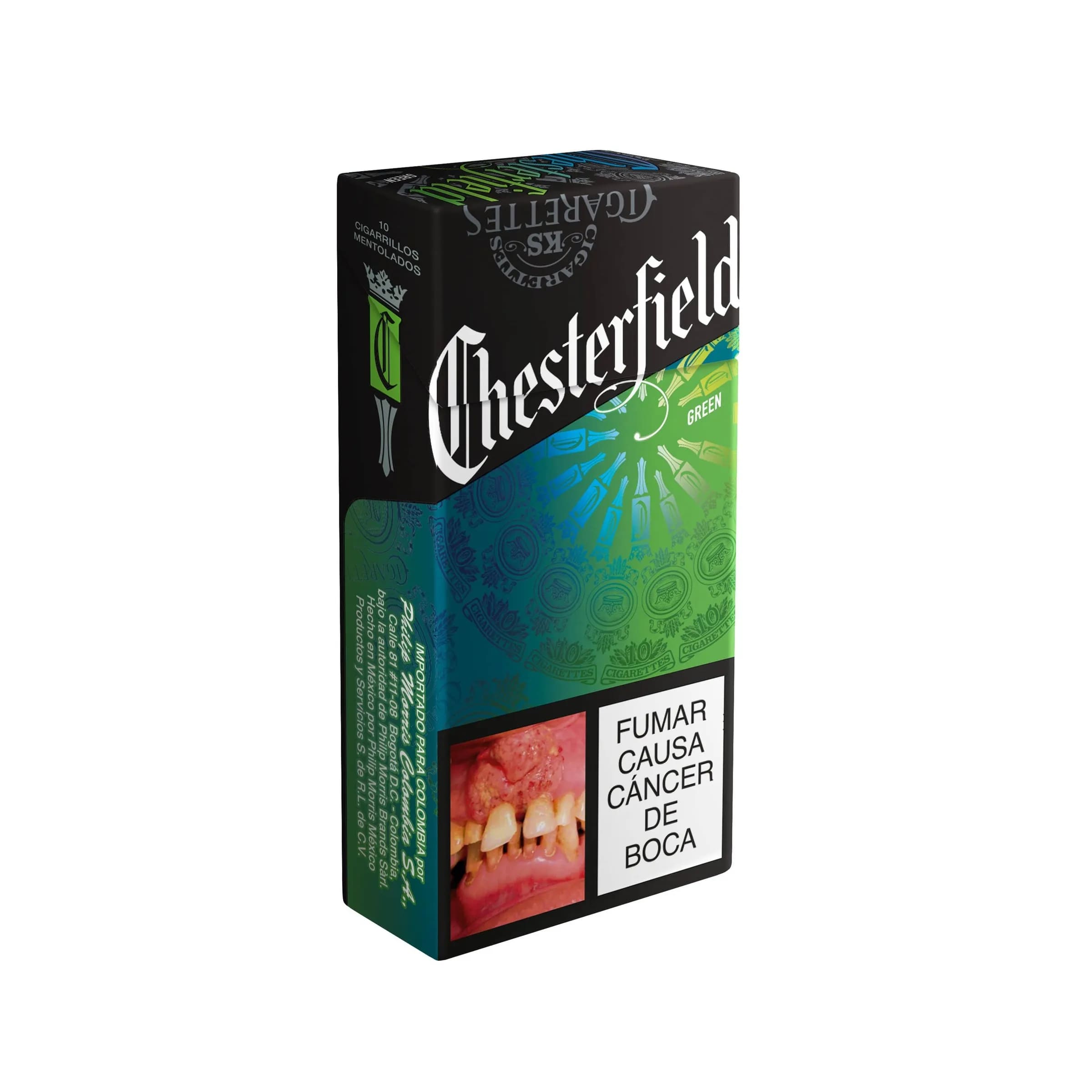 CIGARRILLO CHESTERFIELD GREEN 10 (ANTERIOR GREEN LIGHT)