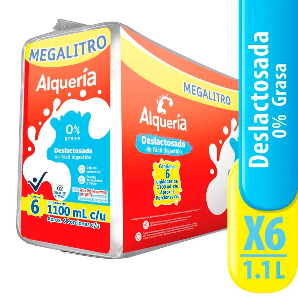LECHE ALQUERIA DESCREMADA DESLACTOSADA*1100ML*6UND