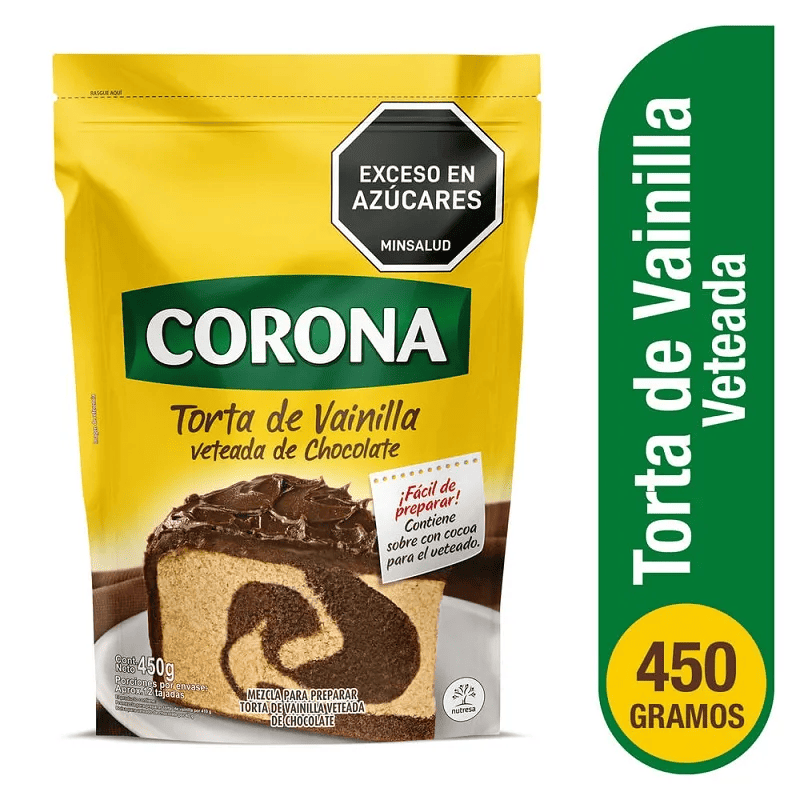 MEZCLA PARA TORTA CORONA VETEADO VAINILLA X 450 GR