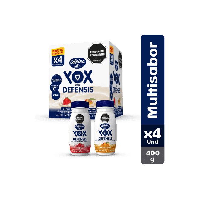 YOGUR ALPINA YOX MULTIFRUTAS 100 X 4 UNDS