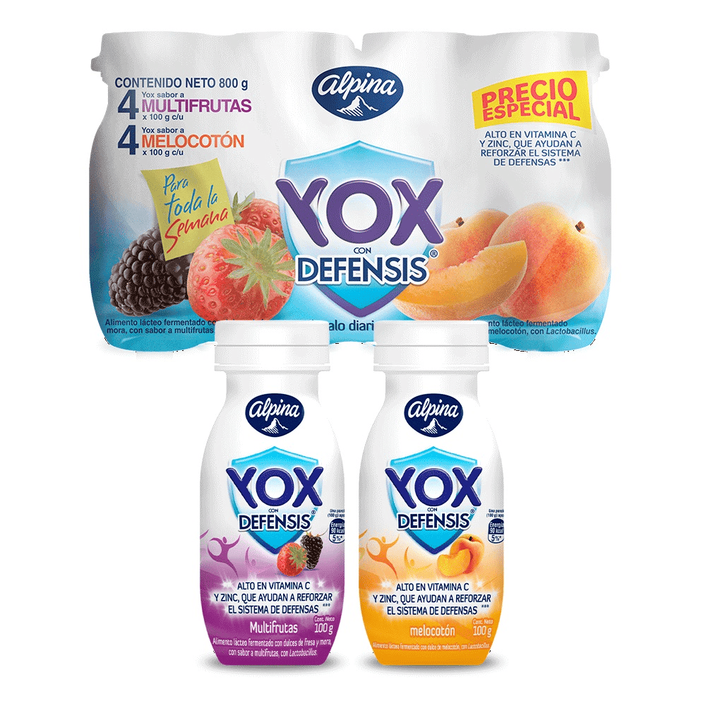 YOGUR ALPINA YOX MULTIFRUTAS X 100 GR X 8 UNDS