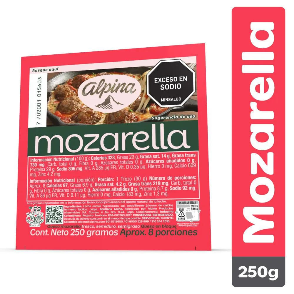 QUESO MOZA ALPINA BLOQUE*250G