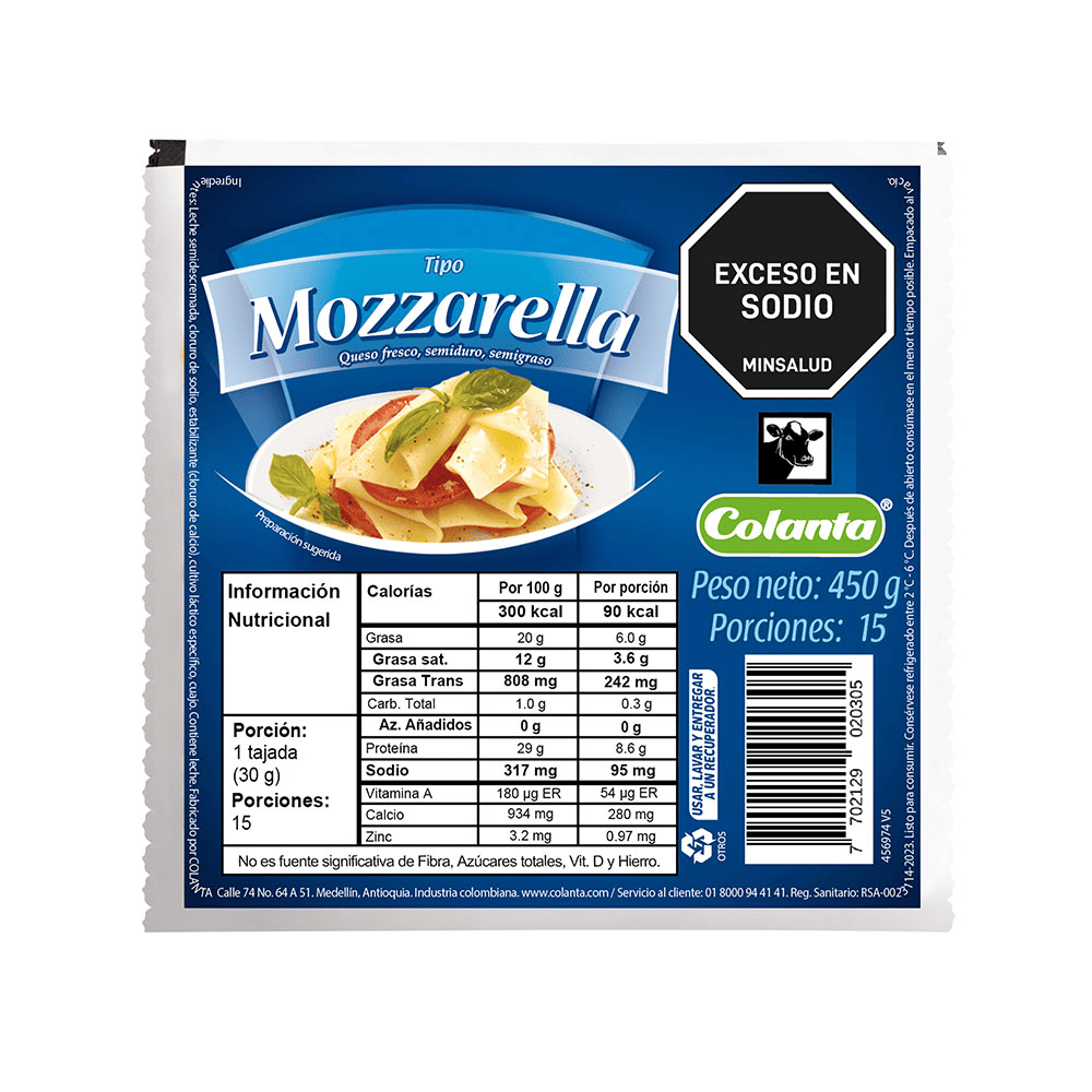 QUESO MOZA COLANTA BLOQUE*450G
