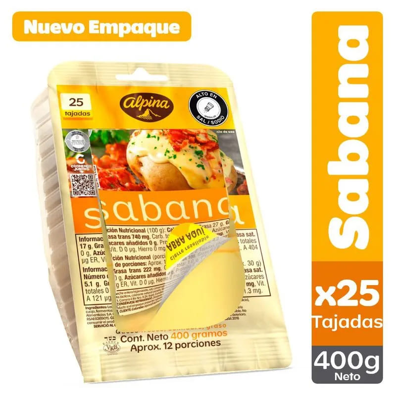 QUESO ALPINA SABANA TAJA X 400 GR