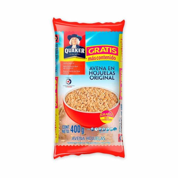 AVENA QUAKER EN HOJUELAS X 400 GR