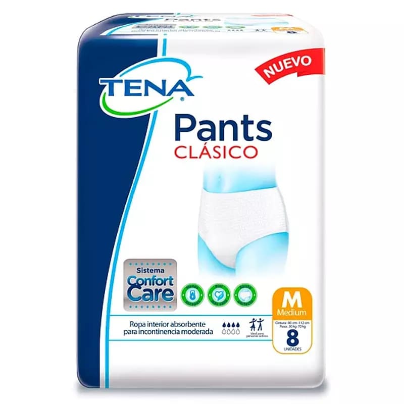 TENA PANTS CLASICO MED X 8 UNDS